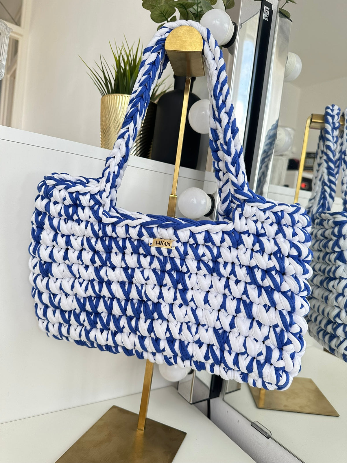 Blue and White Mini Tote