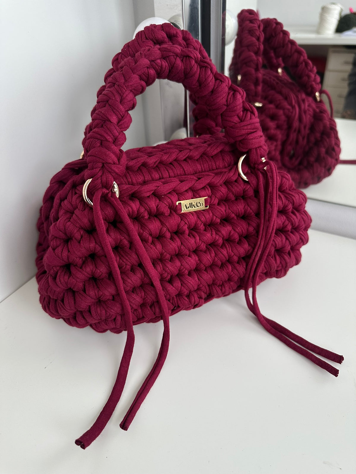 Burgundy Clutch with Handles